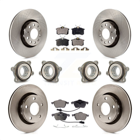 Front Rear Hub Bearings Assembly Disc Brake Rotors And Ceramic Pads Kit (10Pc) For 2002 Audi S6 With 312mm Diameter Rotor KBB-116284 by Transit Auto