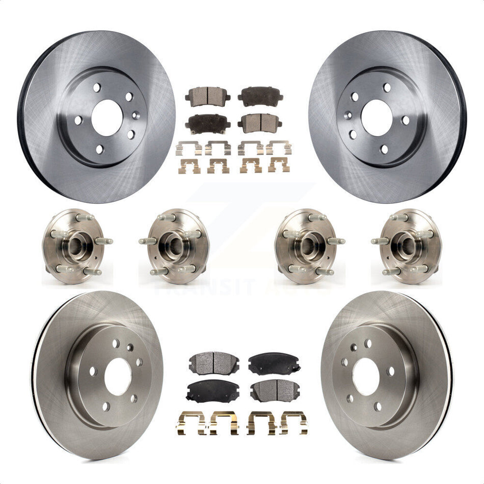 Front Rear Hub Bearings Assembly Disc Brake Rotors And Ceramic Pads Kit (10Pc) For 2018-2019 Chevrolet Impala KBB-116310 by Transit Auto