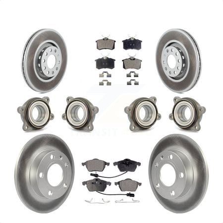 Front Rear Hub Bearings Assembly Coated Disc Brake Rotors And Semi-Metallic Pads Kit (10Pc) For 2002 Audi S4 KBB-116382 by Transit Auto