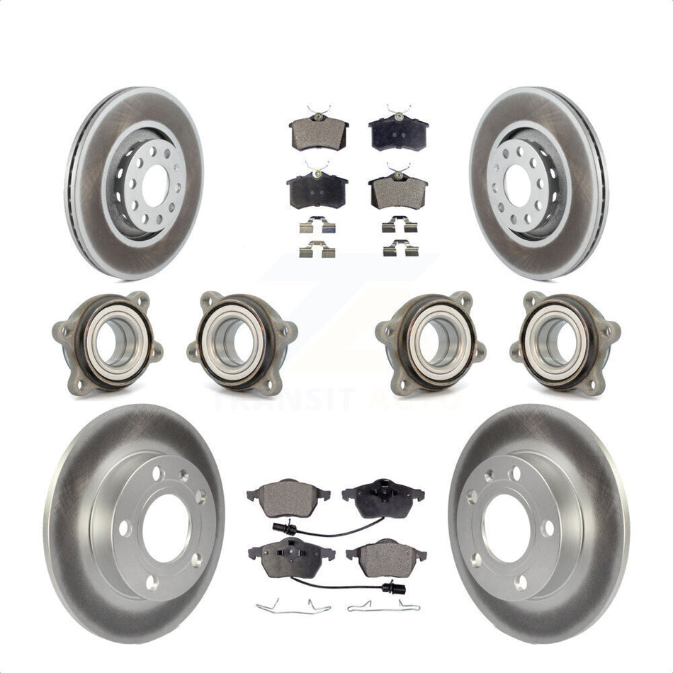 Front Rear Hub Bearings Assembly Coated Disc Brake Rotors And Semi-Metallic Pads Kit (10Pc) For 2002 Audi S4 KBB-116382 by Transit Auto