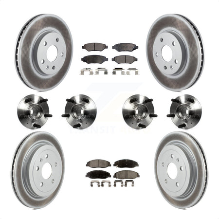 Front Rear Hub Bearings Assembly Coated Disc Brake Rotors And Semi-Metallic Pads Kit (10Pc) For 2012-2013 Cadillac CTS V With 315mm Diameter Rotor KBB-116388 by Transit Auto