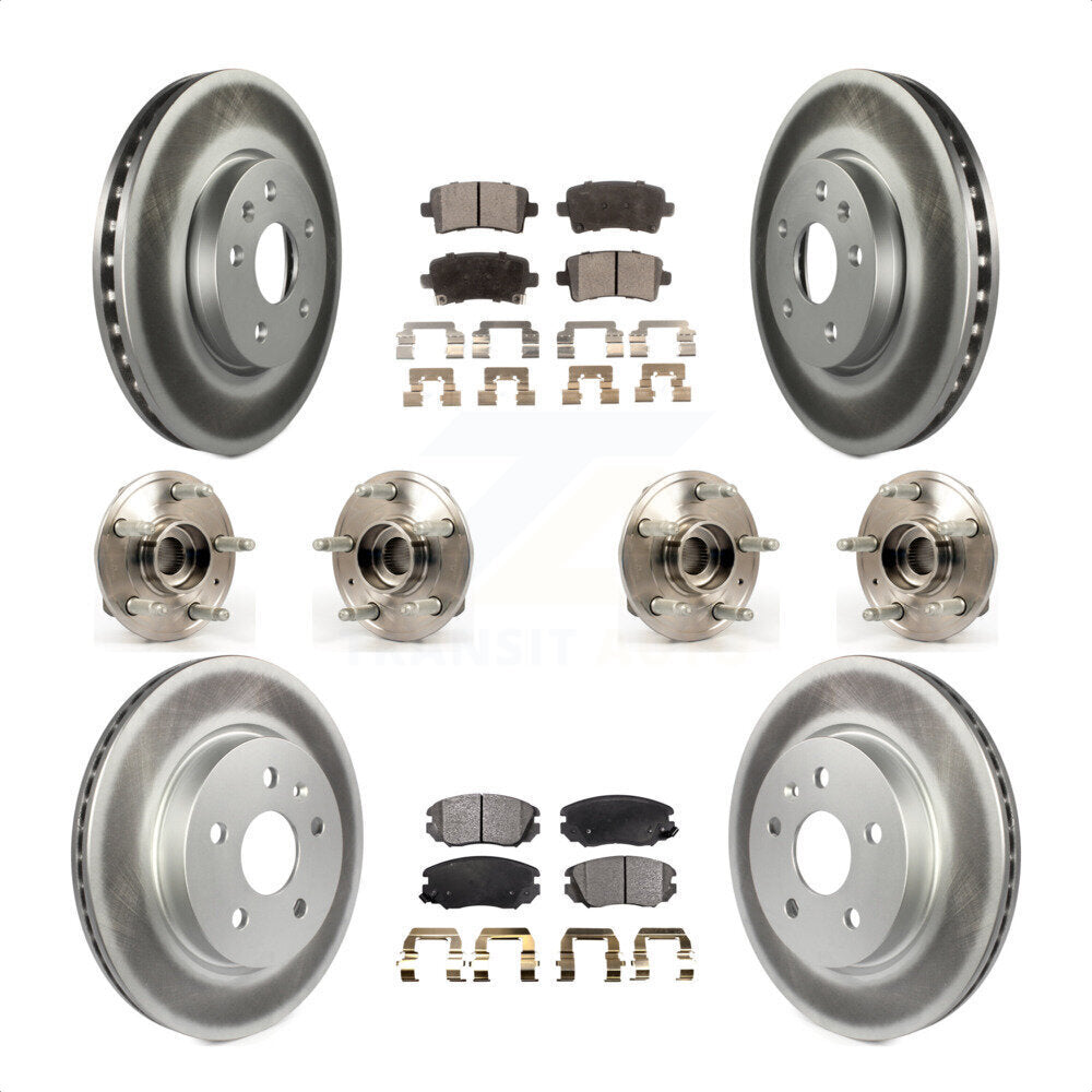Front Rear Hub Bearings Assembly Coated Disc Brake Rotors And Semi-Metallic Pads Kit (10Pc) For 2018-2019 Chevrolet Impala KBB-116410 by Transit Auto