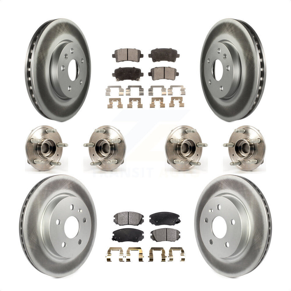 Front Rear Hub Bearings Assembly Coated Disc Brake Rotors And Semi-Metallic Pads Kit (10Pc) For 2018-2019 Chevrolet Impala KBB-116410 by Transit Auto