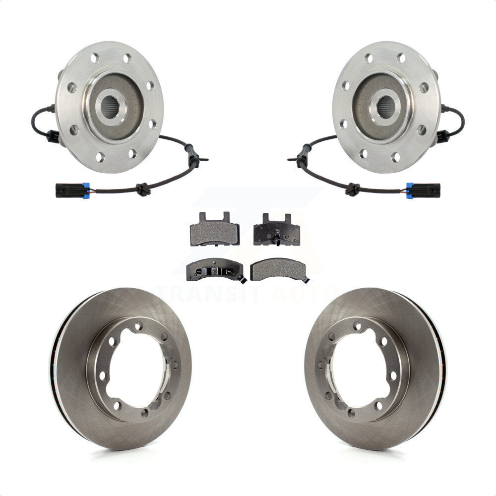 Front Hub Bearing Assembly With Disc Brake Rotors And Semi-Metallic Pads Kit For 1995-1995 K3500 Chevrolet GMC Dual Rear Wheels KBB-116429 by Transit Auto