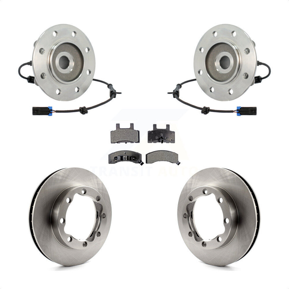 Front Hub Bearing Assembly With Disc Brake Rotors And Ceramic Pads Kit For 1995-1995 Chevrolet K2500 GMC K3500 Suburban KBB-116436 by Transit Auto