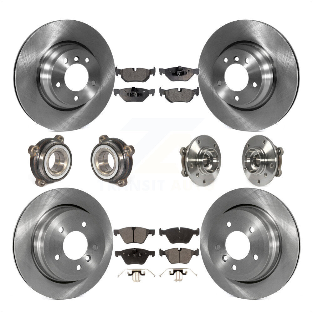 Front Rear Hub Bearings Assembly Disc Brake Rotors And Semi-Metallic Pads Kit (10Pc) For 2012 BMW X1 xDrive28i with AWD With 300mm Diameter Rotor KBB-116447 by Transit Auto