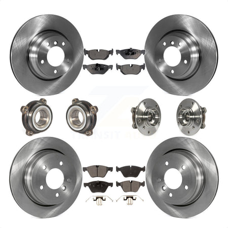 Front Rear Hub Bearings Assembly Disc Brake Rotors And Semi-Metallic Pads Kit (10Pc) For 2012 BMW X1 xDrive28i with AWD With 300mm Diameter Rotor KBB-116447 by Transit Auto