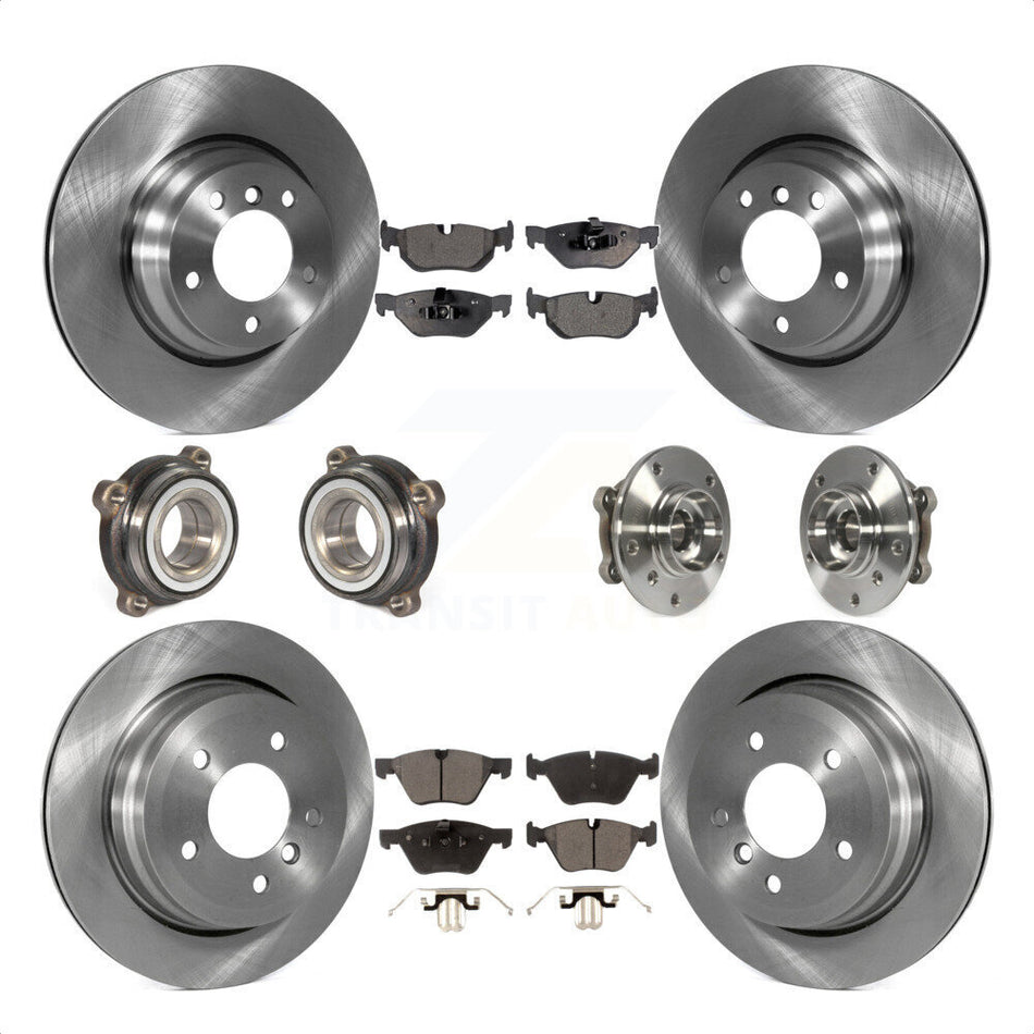 Front Rear Hub Bearings Assembly Disc Brake Rotors And Semi-Metallic Pads Kit (10Pc) For 2012 BMW X1 xDrive28i with AWD With 300mm Diameter Rotor KBB-116447 by Transit Auto