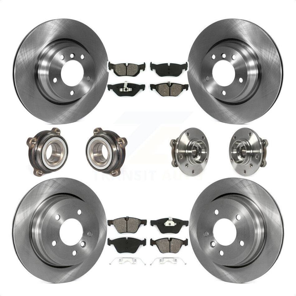 Front Rear Hub Bearings Assembly Disc Brake Rotors And Semi-Metallic Pads Kit (10Pc) For 2012 BMW X1 xDrive28i with AWD With 300mm Diameter Rotor KBB-116450 by Transit Auto