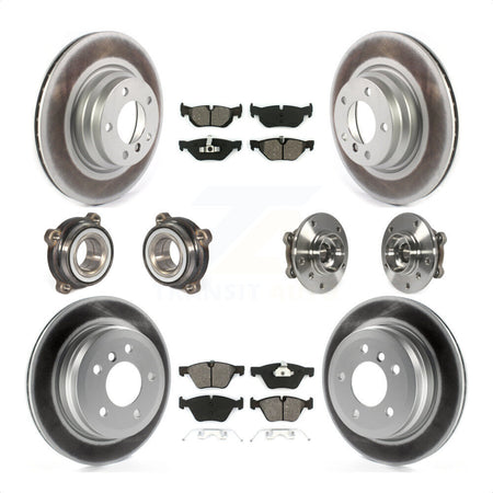 Front Rear Hub Bearings Assembly Coated Disc Brake Rotors And Semi-Metallic Pads Kit (10Pc) For 2012 BMW X1 xDrive28i with AWD With 300mm Diameter Rotor KBB-116456 by Transit Auto