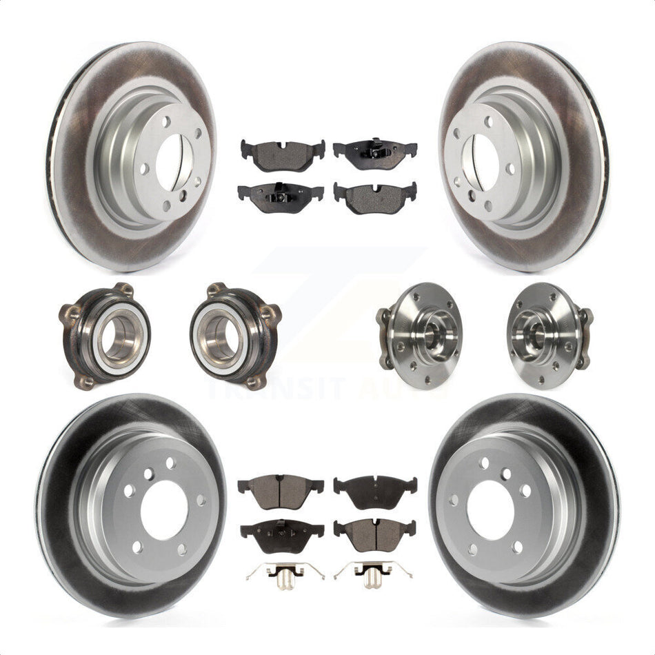 Front Rear Hub Bearings Assembly Coated Disc Brake Rotors And Ceramic Pads Kit (10Pc) For 2012 BMW X1 xDrive28i with AWD With 300mm Diameter Rotor KBB-116457 by Transit Auto