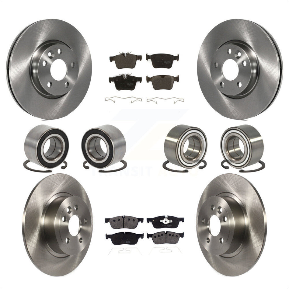 Front Rear Wheel Bearings Disc Brake Rotors And Semi-Metallic Pads Kit (10Pc) For 2016-2017 Land Rover Range Evoque With 300mm Diameter Rotor KBB-116466 by Transit Auto