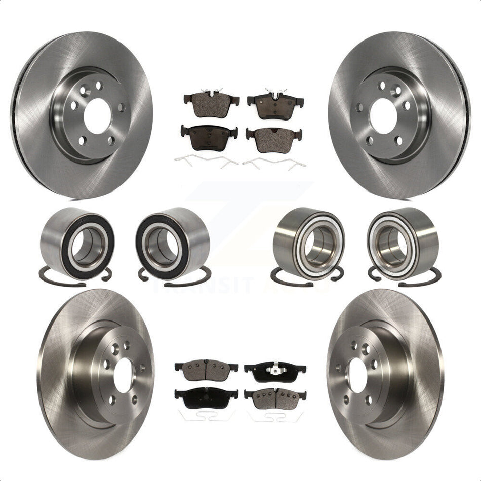 Front Rear Wheel Bearings Disc Brake Rotors And Ceramic Pads Kit (10Pc) For 2016-2017 Land Rover Range Evoque With 300mm Diameter Rotor KBB-116478 by Transit Auto