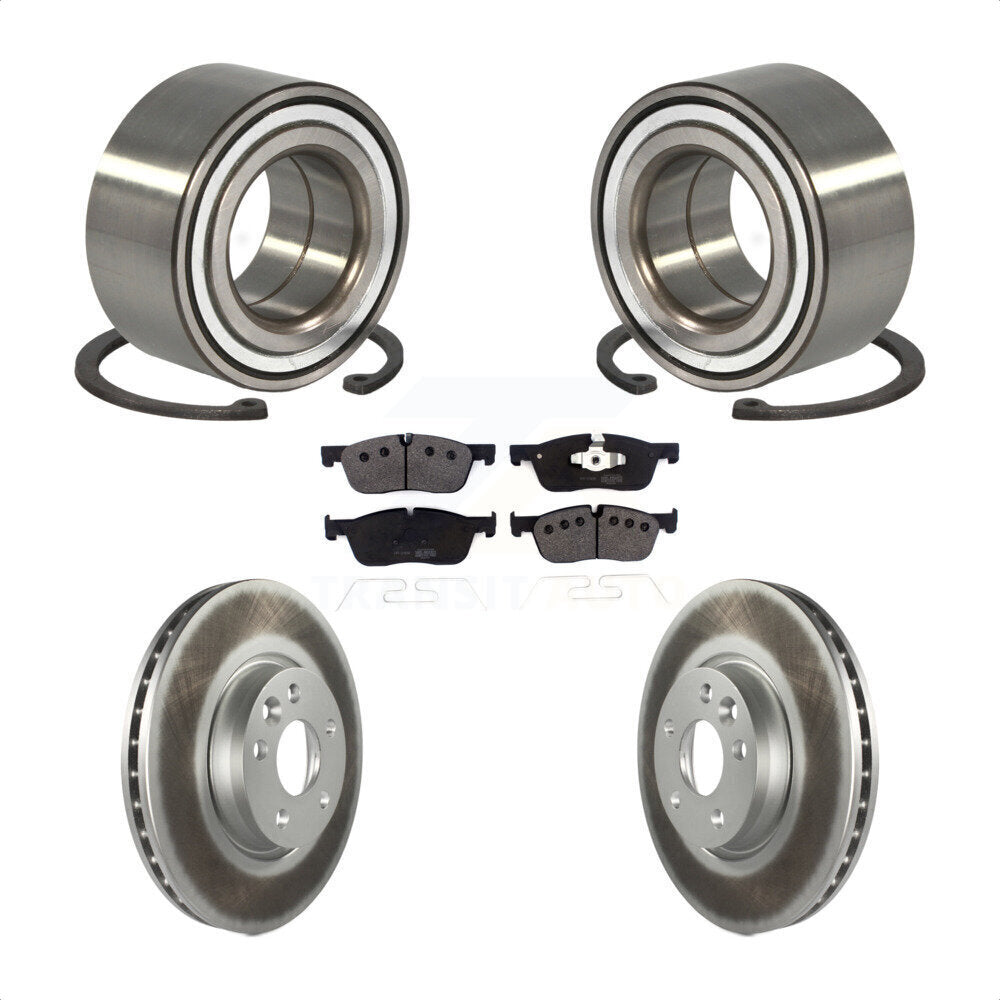 Front Wheel Bearing With Coated Disc Brake Rotors And Semi-Metallic Pads Kit For 2016-2017 Land Rover Range Evoque 300mm Diameter Rotor KBB-116502 by Transit Auto