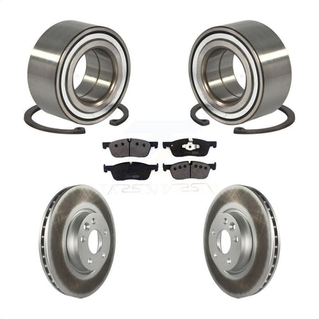 Front Wheel Bearing With Coated Disc Brake Rotors And Semi-Metallic Pads Kit For 2016-2017 Land Rover Range Evoque 300mm Diameter Rotor KBB-116502 by Transit Auto