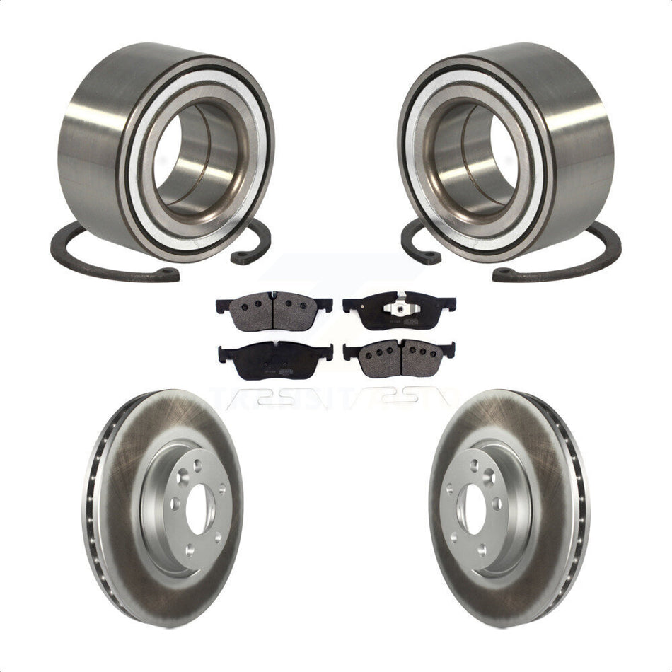 Front Wheel Bearing With Coated Disc Brake Rotors And Semi-Metallic Pads Kit For 2016-2017 Land Rover Range Evoque 300mm Diameter Rotor KBB-116502 by Transit Auto