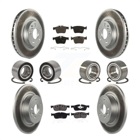 Front Rear Wheel Bearings Coated Disc Brake Rotors And Semi-Metallic Pads Kit (10Pc) For 2016-2017 Land Rover Range Evoque With 300mm Diameter Rotor KBB-116505 by Transit Auto