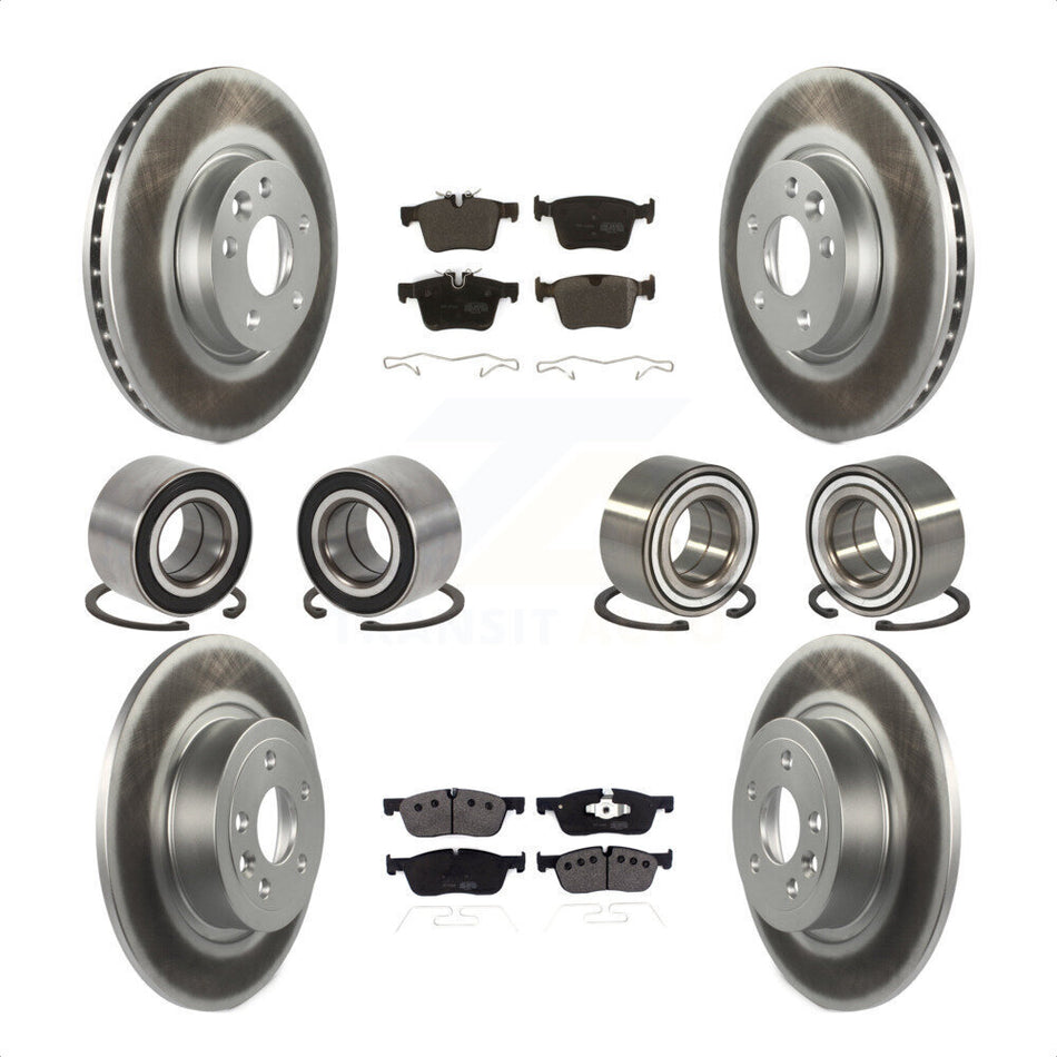 Front Rear Wheel Bearings Coated Disc Brake Rotors And Semi-Metallic Pads Kit (10Pc) For 2016-2017 Land Rover Range Evoque With 300mm Diameter Rotor KBB-116505 by Transit Auto