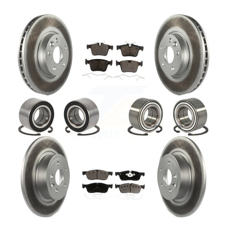 Front Rear Wheel Bearings Coated Disc Brake Rotors And Ceramic Pads Kit (10Pc) For 2016-2017 Land Rover Range Evoque With 300mm Diameter Rotor KBB-116522 by Transit Auto