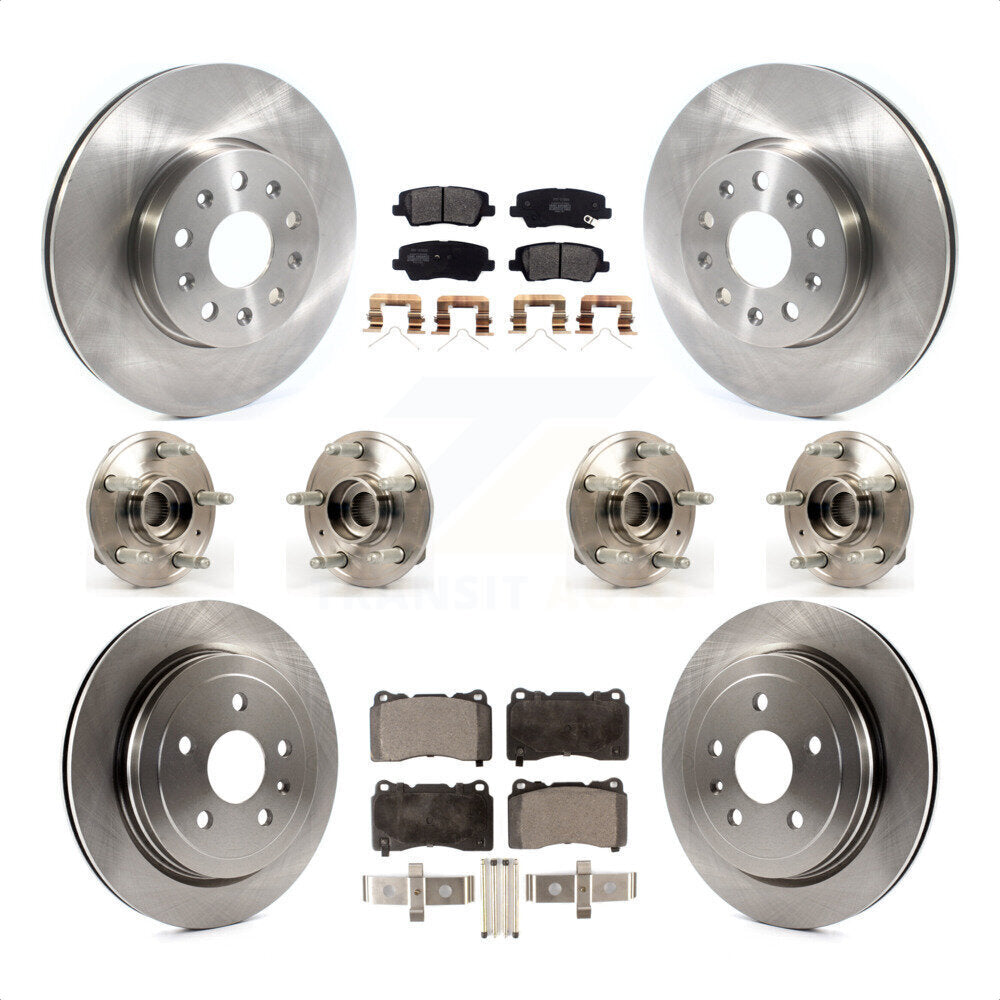 Front Rear Hub Bearings Assembly Disc Brake Rotors And Semi-Metallic Pads Kit (10Pc) For Cadillac CTS Except Posi-Trac KBB-116533 by Transit Auto