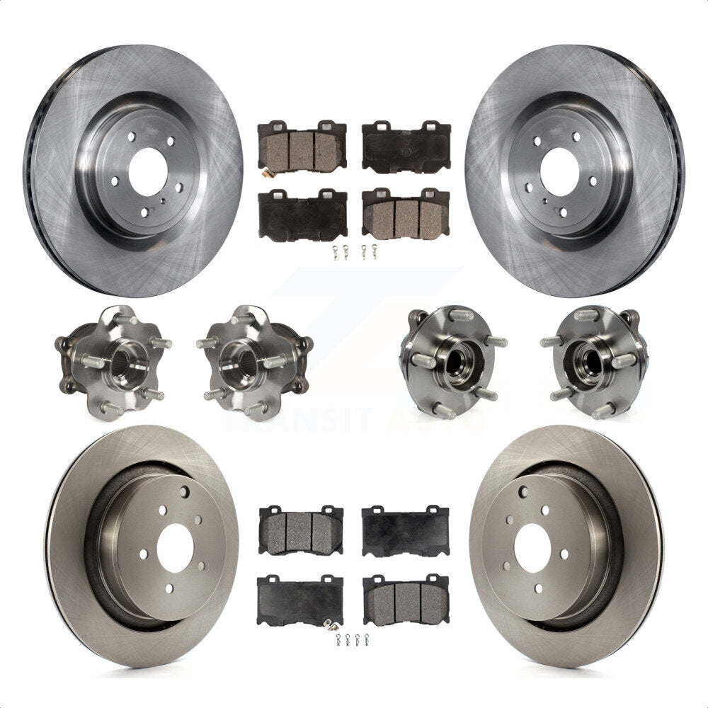 Front Rear Hub Bearings Assembly Disc Brake Rotors And Semi-Metallic Pads Kit (10Pc) For Infiniti Q50 M37 Q70 Q70L QX70 M56 INFINITI KBB-116541 by Transit Auto