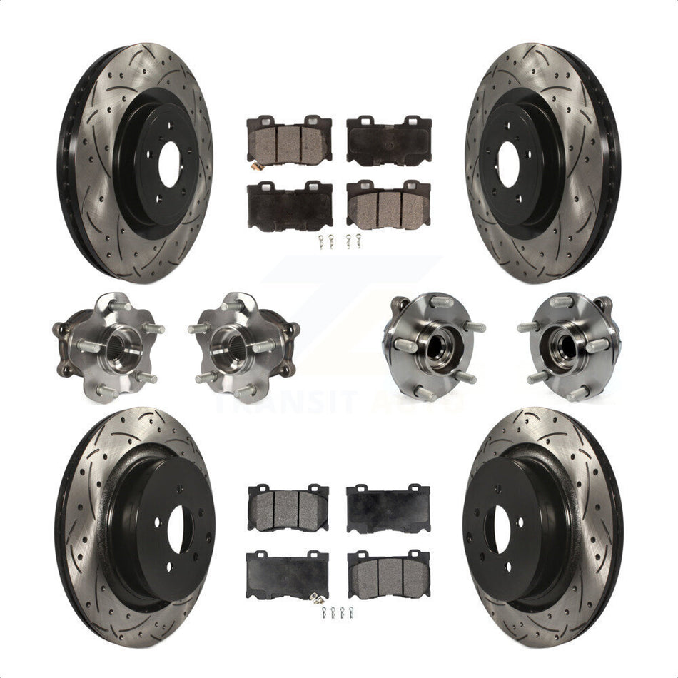 Front Rear Hub Bearings Assembly Coated Disc Brake Rotors And Semi-Metallic Pads Kit (10Pc) For Infiniti Q50 M37 Q70 Q70L QX70 M56 INFINITI KBB-116574 by Transit Auto