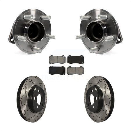 Front Hub Bearing Assembly With Coated Drilled Slotted Disc Brake Rotors And Semi-Metallic Pads Kit For 2019 Dodge Charger GT with RWD Brembo Brakes KBB-116611 by Transit Auto