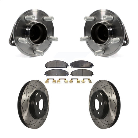Front Hub Bearing Assembly With Coated Drilled Slotted Disc Brake Rotors And Ceramic Pads Kit For Dodge Charger Chrysler 300 Challenger KBB-116621 by Transit Auto