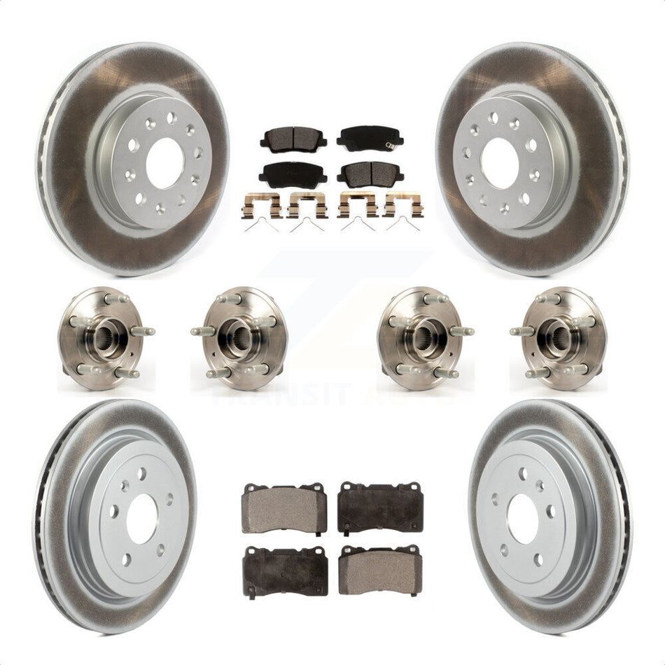 Front Rear Hub Bearings Assembly Coated Disc Brake Rotors And Ceramic Pads Kit (10Pc) For Cadillac CTS Except Posi-Trac KBB-116678 by Transit Auto
