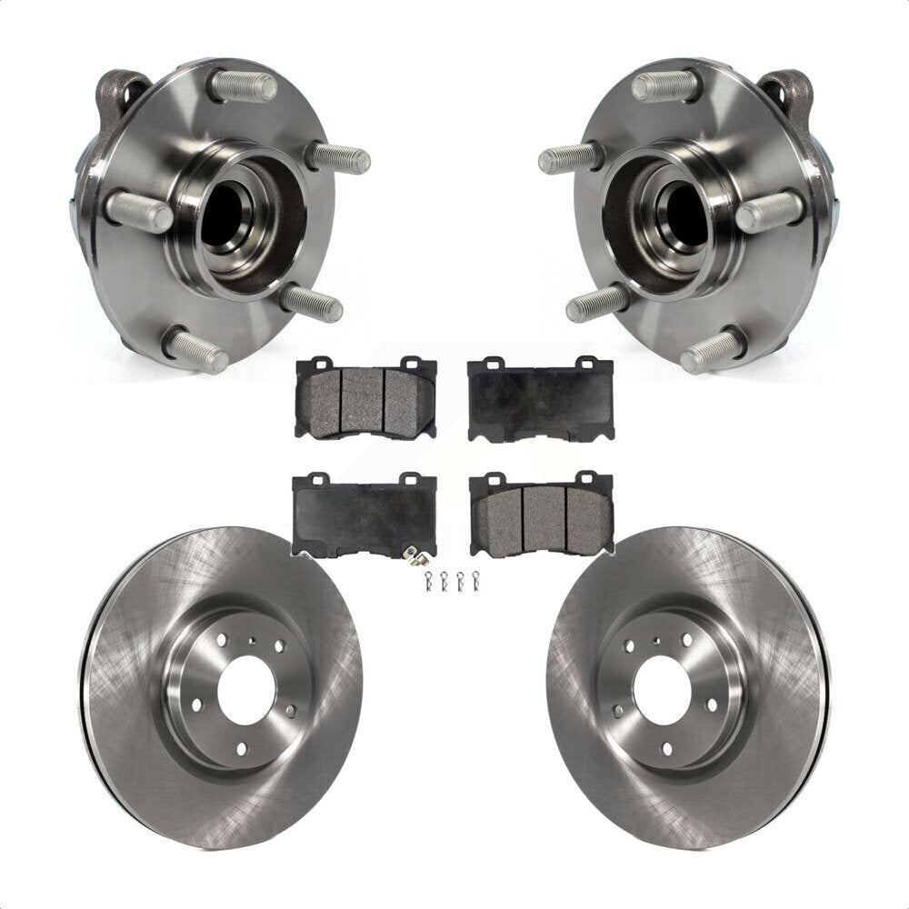 Front Hub Bearing Assembly With Disc Brake Rotors And Semi-Metallic Pads Kit For 2017-2018 INFINITI Q70 Hybrid with RWD Sport Package KBB-116688 by Transit Auto
