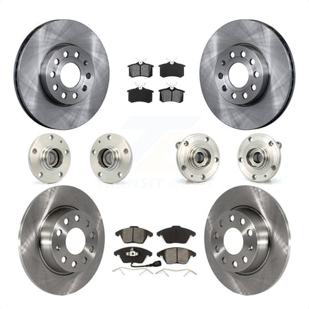 Front Rear Hub Bearings Assembly Disc Brake Rotors And Semi-Metallic Pads Kit (10Pc) For 2014 Volkswagen Beetle Sportline with 2.0L With 272mm Diameter Rotor KBB-116713 by Transit Auto
