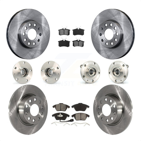 Front Rear Hub Bearings Assembly Disc Brake Rotors And Semi-Metallic Pads Kit (10Pc) For 2014 Volkswagen Beetle Base Highline Comfortline with 2.5L With 272mm Diameter Rotor KBB-116714 by Transit Auto