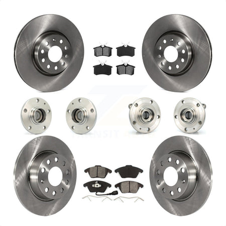 Front Rear Hub Bearings Assembly Disc Brake Rotors And Semi-Metallic Pads Kit (10Pc) For 2014 Volkswagen Beetle R-Line GSR with 2.0L With 272mm Diameter Rotor KBB-116715 by Transit Auto