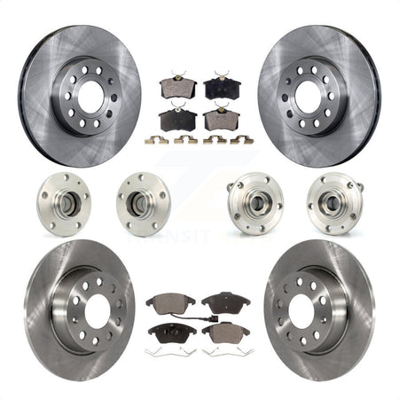 Front Rear Hub Bearings Assembly Disc Brake Rotors And Ceramic Pads Kit (10Pc) For 2014 Volkswagen Beetle Sportline with 2.0L With 272mm Diameter Rotor KBB-116718 by Transit Auto