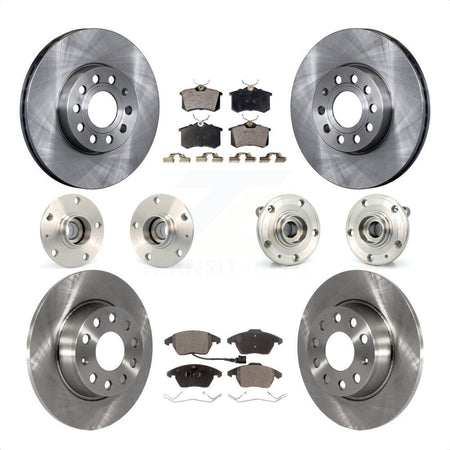 Front Rear Hub Bearings Assembly Disc Brake Rotors And Ceramic Pads Kit (10Pc) For 2014 Volkswagen Beetle Base Highline Comfortline with 2.5L With 272mm Diameter Rotor KBB-116719 by Transit Auto