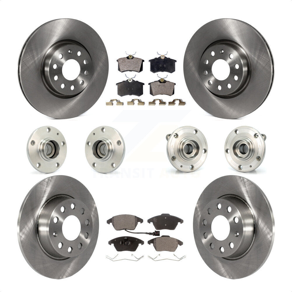 Front Rear Hub Bearings Assembly Disc Brake Rotors And Ceramic Pads Kit (10Pc) For 2014 Volkswagen Beetle R-Line GSR with 2.0L With 272mm Diameter Rotor KBB-116720 by Transit Auto