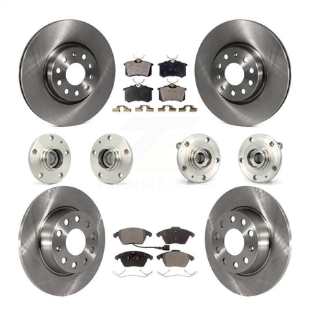 Front Rear Hub Bearings Assembly Disc Brake Rotors And Ceramic Pads Kit (10Pc) For 2014 Volkswagen Beetle R-Line GSR with 2.0L With 272mm Diameter Rotor KBB-116720 by Transit Auto