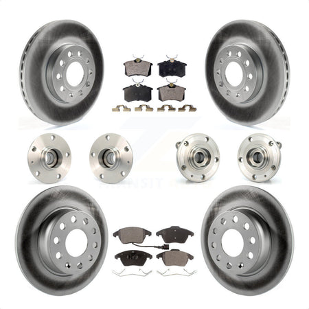 Front Rear Hub Bearings Assembly Coated Disc Brake Rotors And Ceramic Pads Kit (10Pc) For 2014 Volkswagen Beetle Base Highline Comfortline with 2.5L With 272mm Diameter Rotor KBB-116751 by Transit Auto