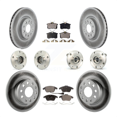 Front Rear Hub Bearings Assembly Coated Disc Brake Rotors And Ceramic Pads Kit (10Pc) For 2014 Volkswagen Beetle R-Line GSR with 2.0L With 272mm Diameter Rotor KBB-116752 by Transit Auto