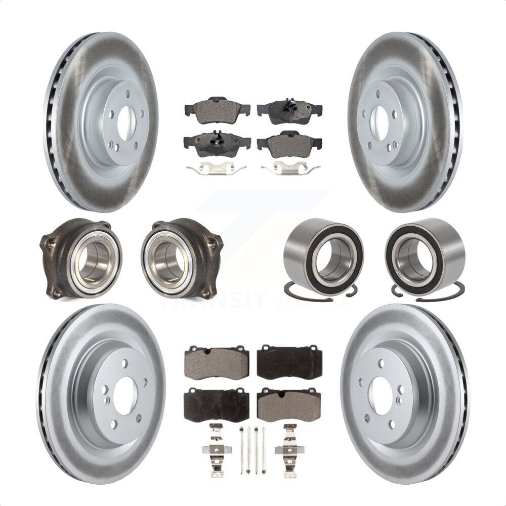 Front Rear Wheel Hub Bearings Assembly Coated Disc Brake Rotors And Semi-Metallic Pads Kit (10Pc) For 2009 Mercedes-Benz S450 Without Sport Package KBB-116859 by Transit Auto