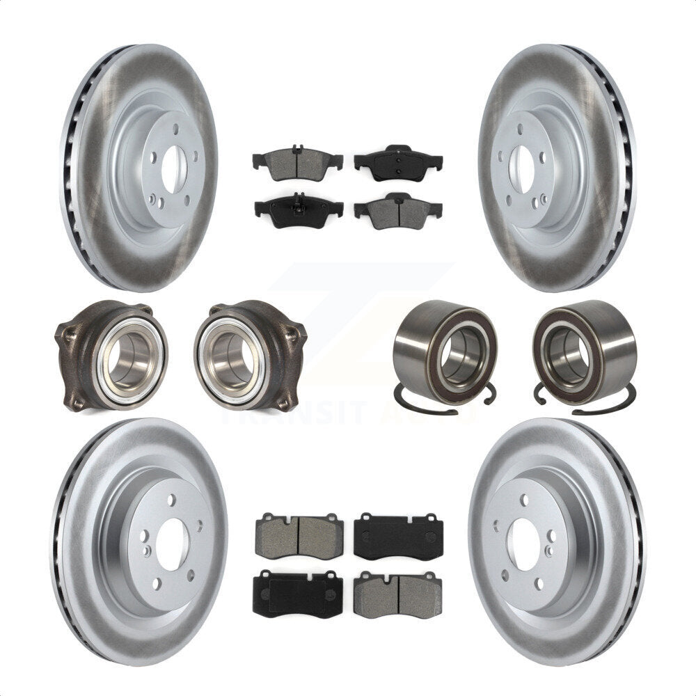Front Rear Wheel Hub Bearings Assembly Coated Disc Brake Rotors And Semi-Metallic Pads Kit (10Pc) For Mercedes-Benz S550 CL550 S350 KBB-116863 by Transit Auto