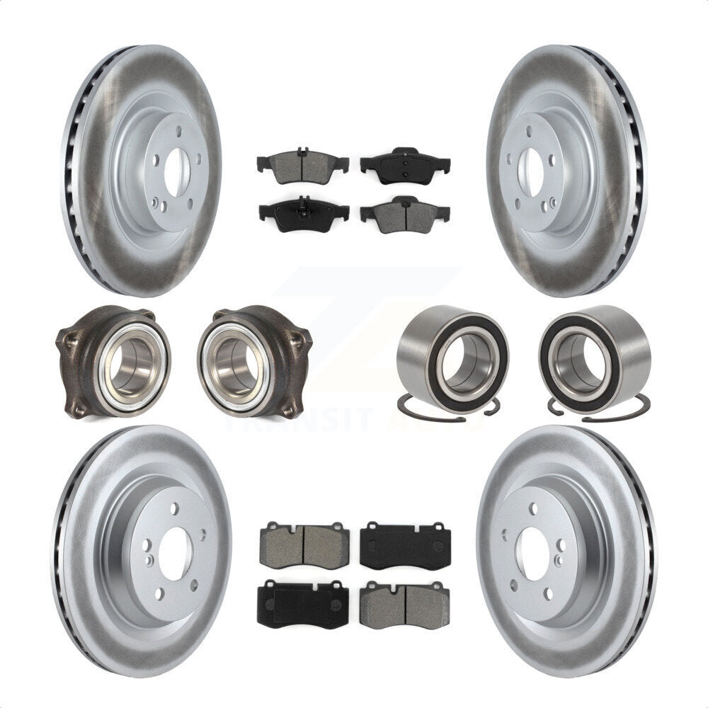 Front Rear Wheel Hub Bearings Assembly Coated Disc Brake Rotors And Semi-Metallic Pads Kit (10Pc) For 2009 Mercedes-Benz S450 Without Sport Package KBB-116864 by Transit Auto