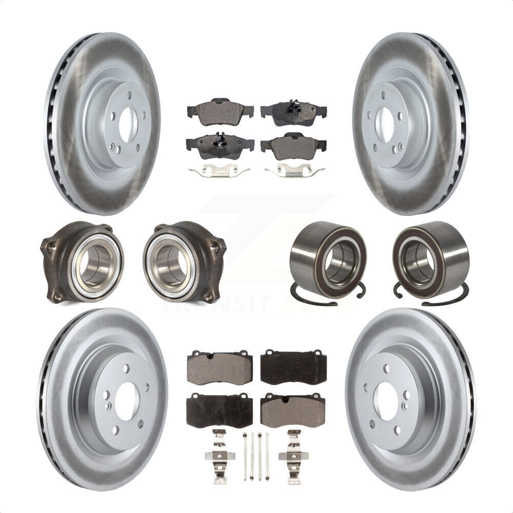 Front Rear Wheel Hub Bearings Assembly Coated Disc Brake Rotors And Ceramic Pads Kit (10Pc) For Mercedes-Benz S550 CL550 S350 KBB-116869 by Transit Auto