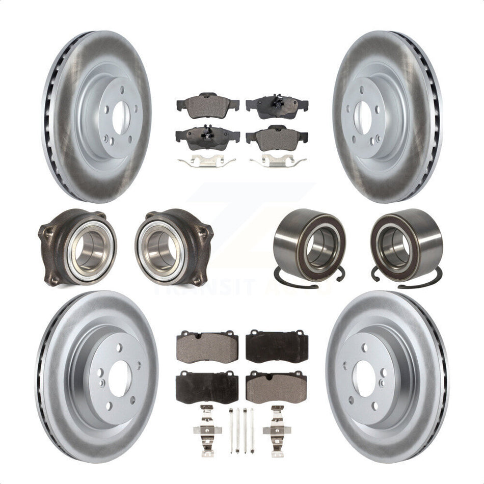 Front Rear Wheel Hub Bearings Assembly Coated Disc Brake Rotors And Ceramic Pads Kit (10Pc) For Mercedes-Benz S550 CL550 S350 KBB-116869 by Transit Auto