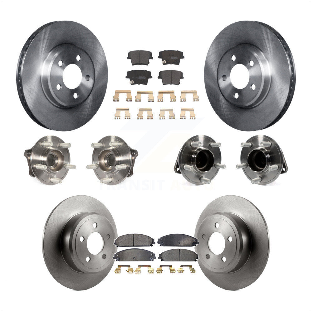 Front Rear Hub Bearings Assembly Disc Brake Rotors And Semi-Metallic Pads Kit (10Pc) For 2019-2020 Chrysler 300 RWD with 5.7L KBB-117001 by Transit Auto