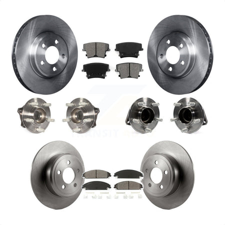 Front Rear Hub Bearings Assembly Disc Brake Rotors And Semi-Metallic Pads Kit (10Pc) For 2019-2020 Chrysler 300 RWD with 5.7L KBB-117003 by Transit Auto