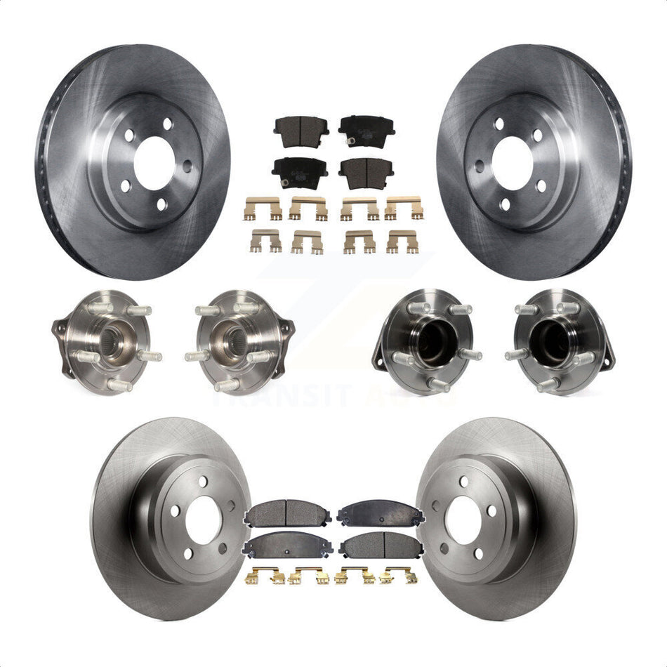 Front Rear Hub Bearings Assembly Disc Brake Rotors And Ceramic Pads Kit (10Pc) For 2019-2020 Chrysler 300 RWD with 5.7L KBB-117005 by Transit Auto