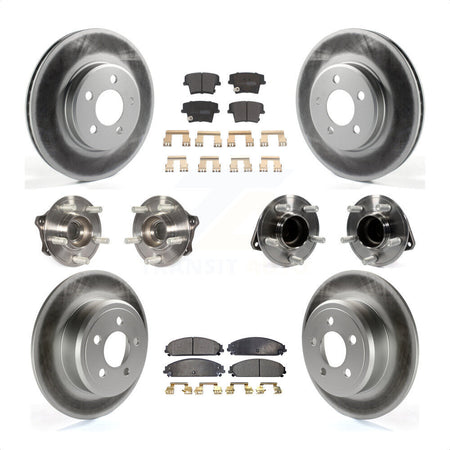 Front Rear Hub Bearings Assembly Coated Disc Brake Rotors And Semi-Metallic Pads Kit (10Pc) For 2019-2020 Chrysler 300 RWD with 5.7L KBB-117013 by Transit Auto