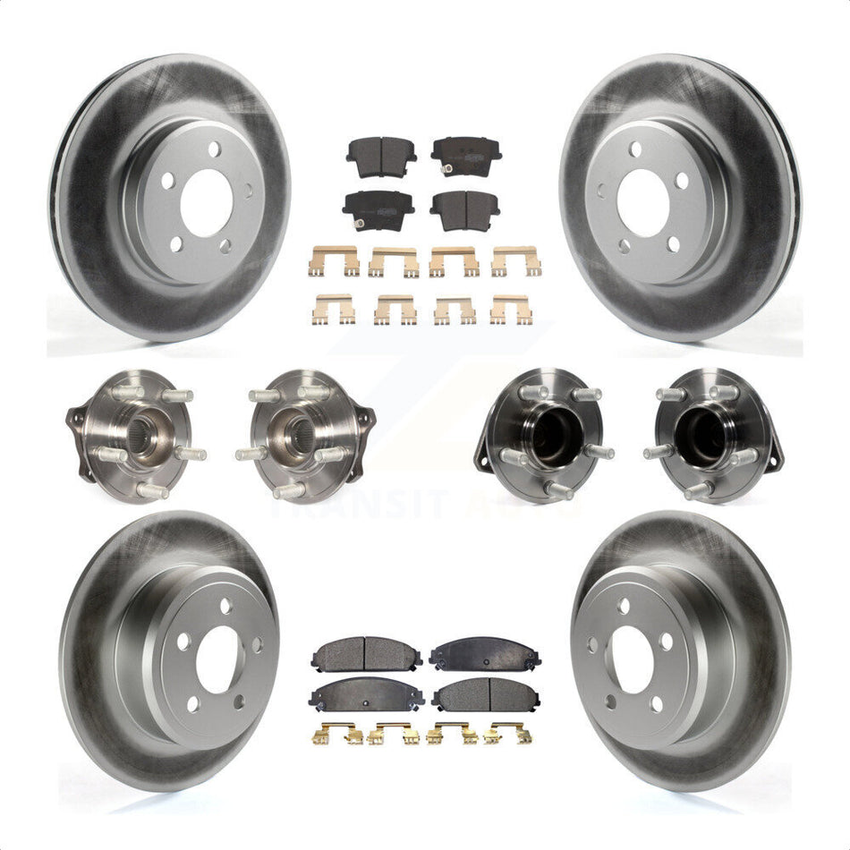 Front Rear Hub Bearings Assembly Coated Disc Brake Rotors And Semi-Metallic Pads Kit (10Pc) For 2019-2020 Chrysler 300 RWD with 5.7L KBB-117013 by Transit Auto