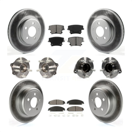 Front Rear Hub Bearings Assembly Coated Disc Brake Rotors And Semi-Metallic Pads Kit (10Pc) For 2019-2020 Chrysler 300 RWD with 5.7L KBB-117018 by Transit Auto